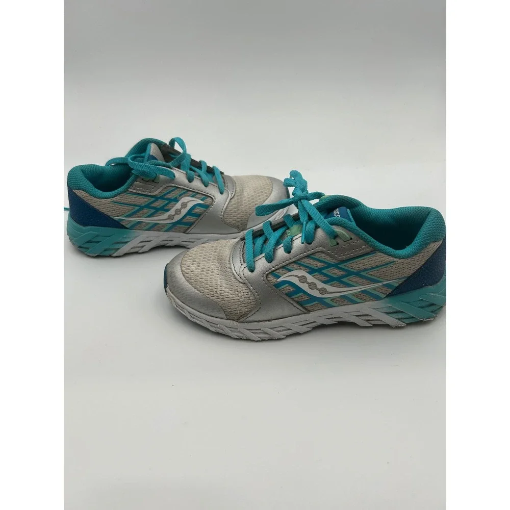 Saucony Kids Silver Teal Mesh Leather Running‎ Shoes SK167473 Size 3.5W